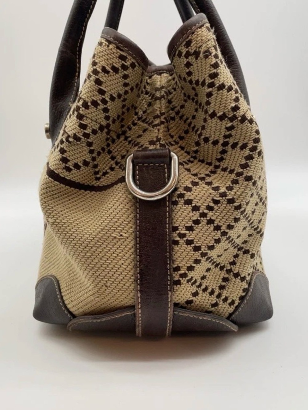 Authentic Gucci Diamante Canvas Crest Logo Tote Bag Brown Beige 181494 Italy - Picture 4 of 16